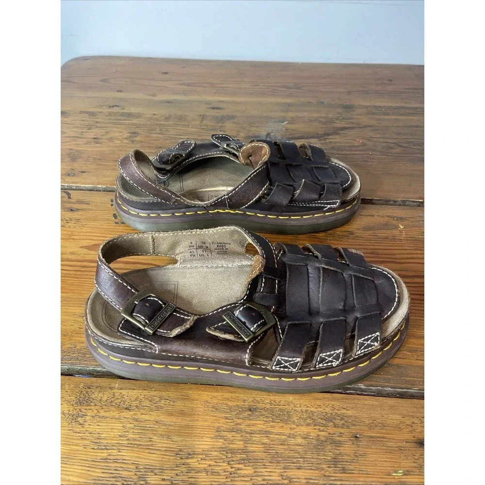 Vintage Y2K Doc Marten Chunky Fisherman Brown Leather Sandals 8092 Mens Sz 10 US